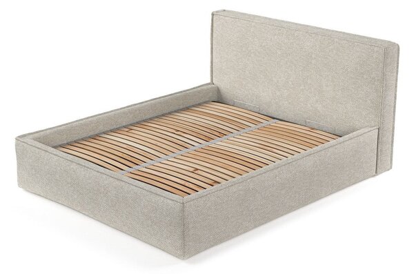 Letto matrimoniale imbottito grigio chiaro con contenitore con rete inclusa 160x200 cm Lounge L – Maison de Rêve
