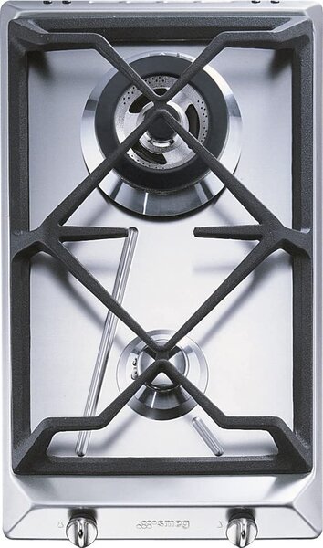 Smeg Piano Cottura 2 Fuochi a Gas da Incasso 30 cm Griglie in Ghisa colore Acciaio Inox - SRV532GH3