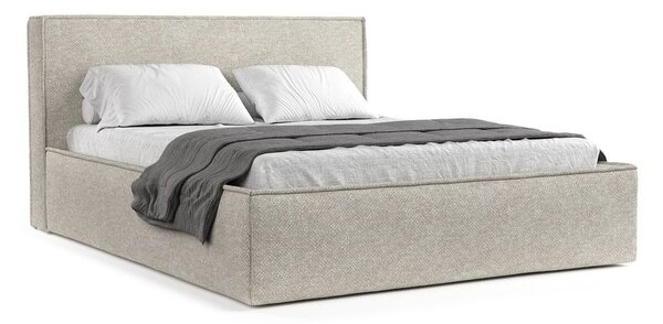 Letto matrimoniale imbottito grigio chiaro con contenitore con rete inclusa 160x200 cm Lounge L – Maison de Rêve