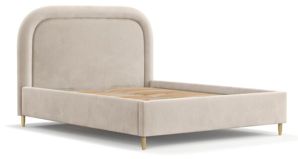 Letto matrimoniale imbottito beige con spazio contenitivo e rete 180x200 cm Mija - Maison de Rêve