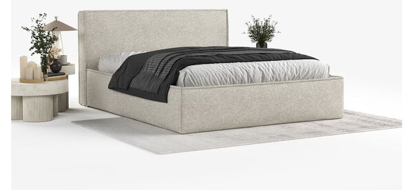 Letto matrimoniale imbottito grigio chiaro con contenitore con rete inclusa 160x200 cm Lounge L – Maison de Rêve