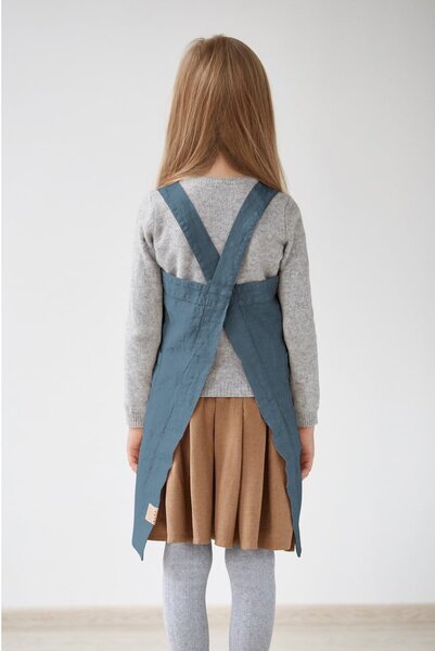 Grembiule di lino blu per bambini, 72 x 45 cm Blue Fog - Linen Tales