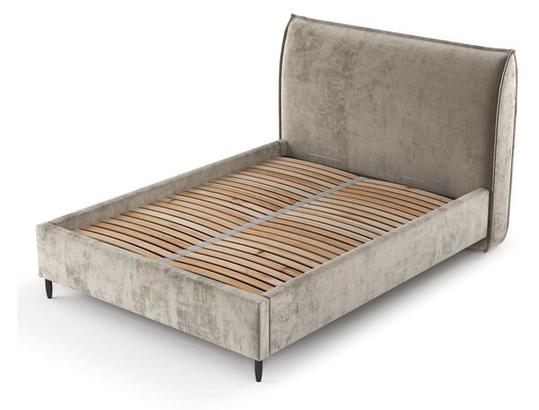 Letto matrimoniale imbottito beige con spazio contenitivo e rete 180x200 cm Shell - Maison de Rêve