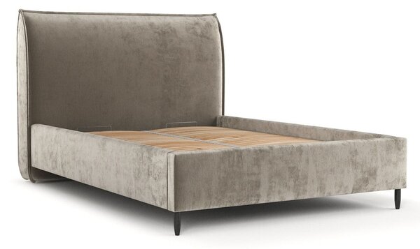 Letto matrimoniale imbottito beige con spazio contenitivo e rete 180x200 cm Shell - Maison de Rêve