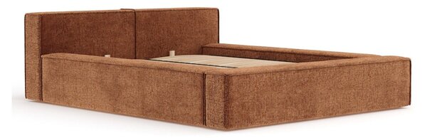 Letto matrimoniale imbottito arancione con contenitore e rete inclusi 160x200 cm Voliera – Maison de Rêve