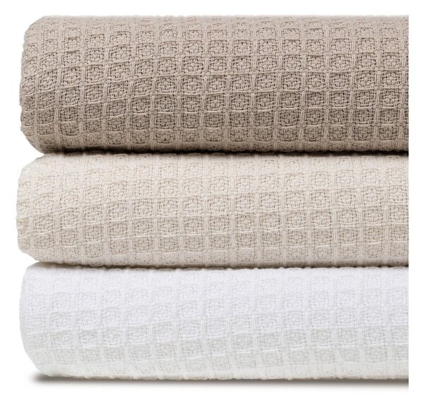 Copriletto crema in cotone riciclato 260x280 cm Honeycomb - Ixia