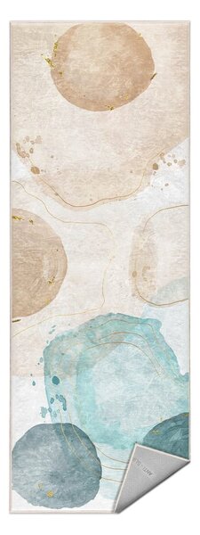 Passatoia color crema/turchese lavabile 80x200 cm Puddle – Mila Home