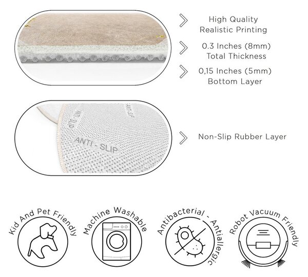 Tappeto rotondo blu/beige lavabile ø 100 cm Puddle – Mila Home