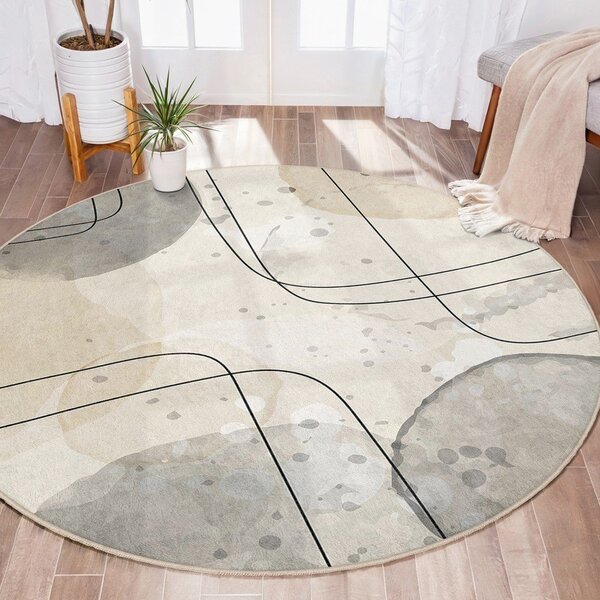 Tappeto rotondo beige lavabile ø 120 cm Simple Lines – Mila Home