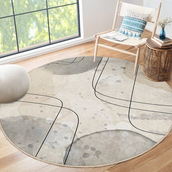 Tappeto rotondo beige lavabile ø 120 cm Simple Lines – Mila Home