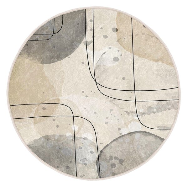 Tappeto rotondo beige lavabile ø 120 cm Simple Lines – Mila Home