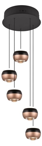 Apparecchio a sospensione a LED con paralume in metallo ø 30 cm in colore nero-rame Orbit - Trio Select