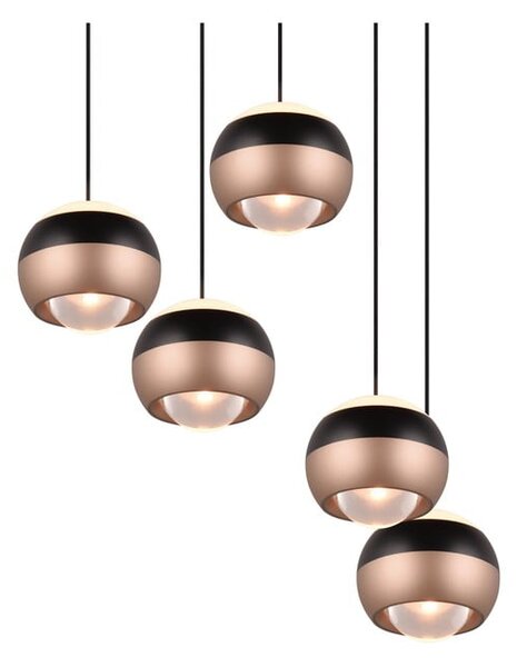 Apparecchio a sospensione a LED con paralume in metallo ø 30 cm in colore nero-rame Orbit - Trio Select