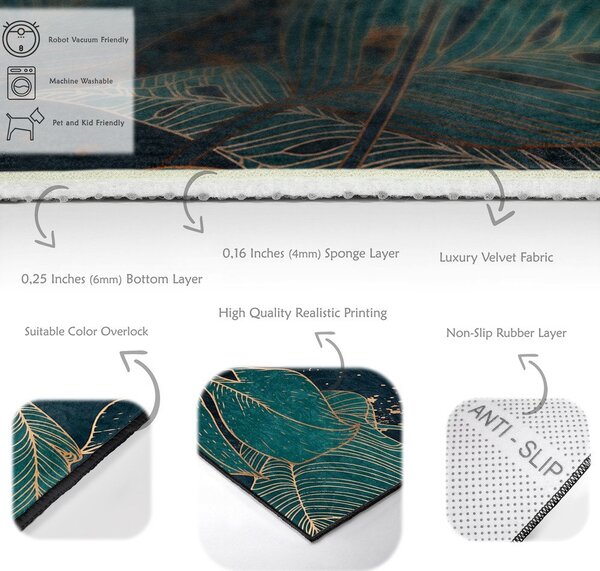Tappeto color petrolio lavabile 80x150 cm Midnight Jungle – Mila Home