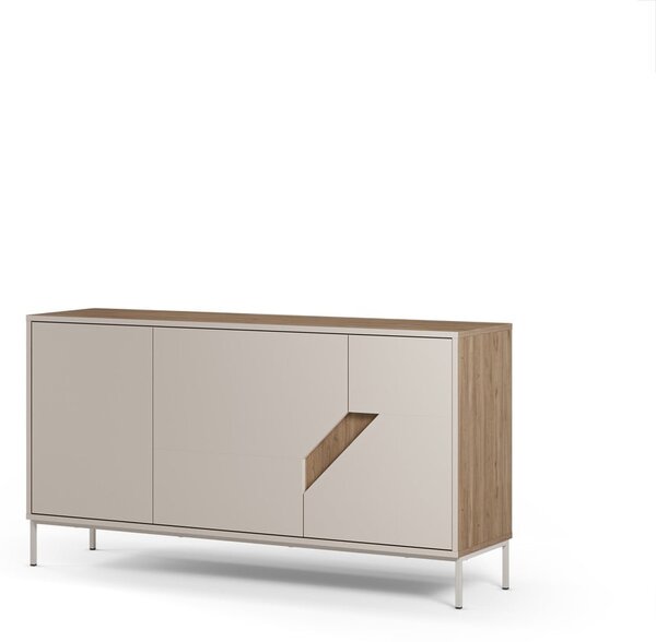 Cassettiera effetto rovere in colore crema-naturale 150x80x40 cm Lilou - Marckeric