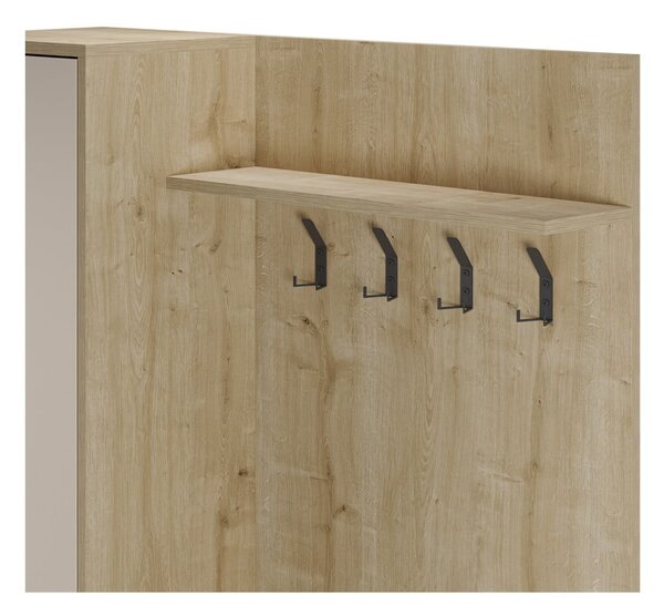 Set da ingresso effetto rovere con decoro crema-naturale 108x195x35 cm Heidy - Marckeric
