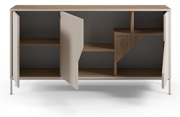 Cassettiera effetto rovere in colore crema-naturale 150x80x40 cm Lilou - Marckeric