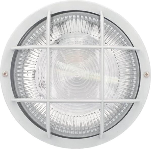 Unitec lampada da parete rotonda bianco IP44 max. 60W E27 gabbia di protezione