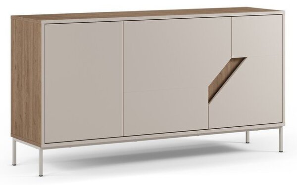 Cassettiera effetto rovere in colore crema-naturale 150x80x40 cm Lilou - Marckeric