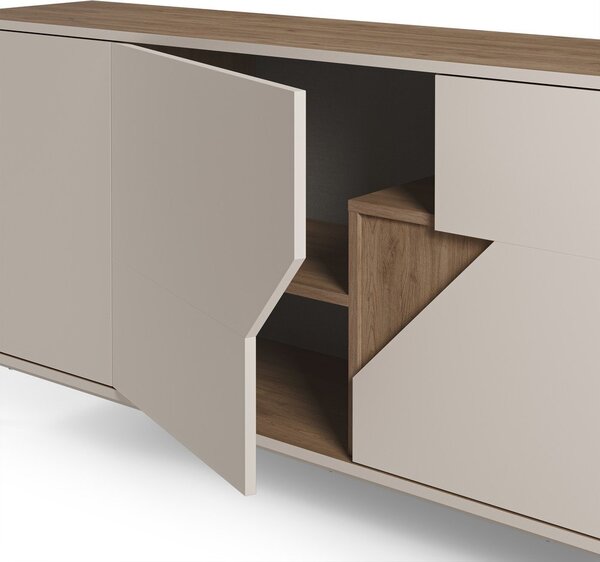 Cassettiera effetto rovere in colore crema-naturale 150x80x40 cm Lilou - Marckeric