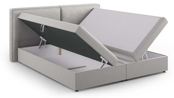 Letto boxspring in grigio chiaro con contenitore 180x200 cm Arendal – Cosmopolitan Design