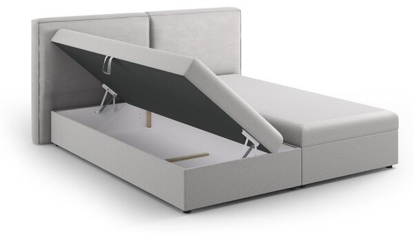 Letto boxspring in grigio chiaro con contenitore 180x200 cm Arendal – Cosmopolitan Design