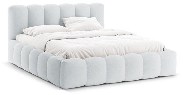 Letto matrimoniale imbottito in grigio chiaro con contenitore con rete inclusa 180x200 cm Lupine – Micadoni