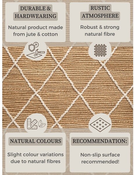 Tappeto di colore naturale in iuta tessuto a mano 160x230 cm Kunu – Hanse Home