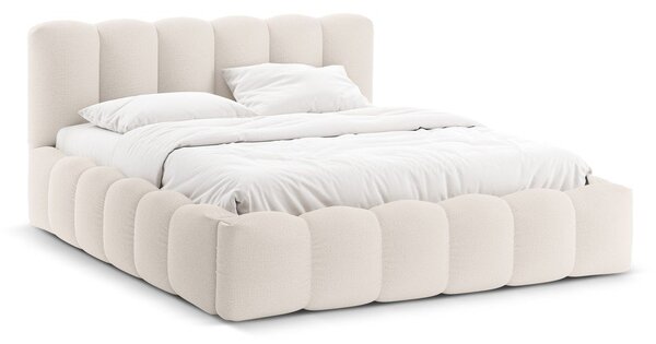 Letto matrimoniale imbottito color crema con contenitore con rete inclusa 160x200 cm Lupine – Micadoni