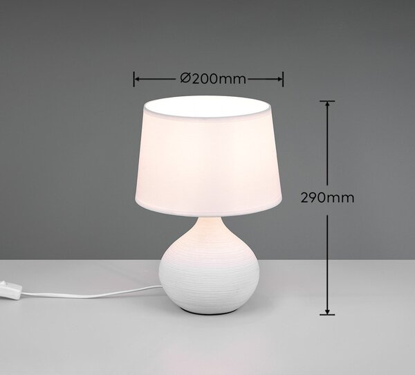 Lampada da tavolo in ceramica bianca e tessuto, altezza 29 cm Martin - Reality