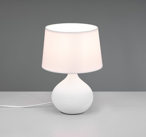 Lampada da tavolo in ceramica bianca e tessuto, altezza 29 cm Martin - Reality
