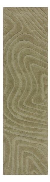 Passatoia in lana color kaki tessuto a mano 60x230 cm Mesmerise Sage - Flair Rugs