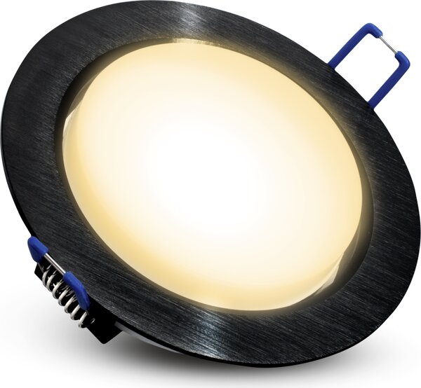 SSC-LUXon RX-3 LED da incasso nero rotondo piatto - faretto da incasso con lampada LED LumiFLEX GX53 dimmerabile 6W - moderno faretto da incasso a soffitto
