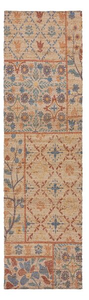 Passatoia di colore naturale in misto iuta tessuta a mano 60x230 cm Taylor Patchwork – Flair Rugs