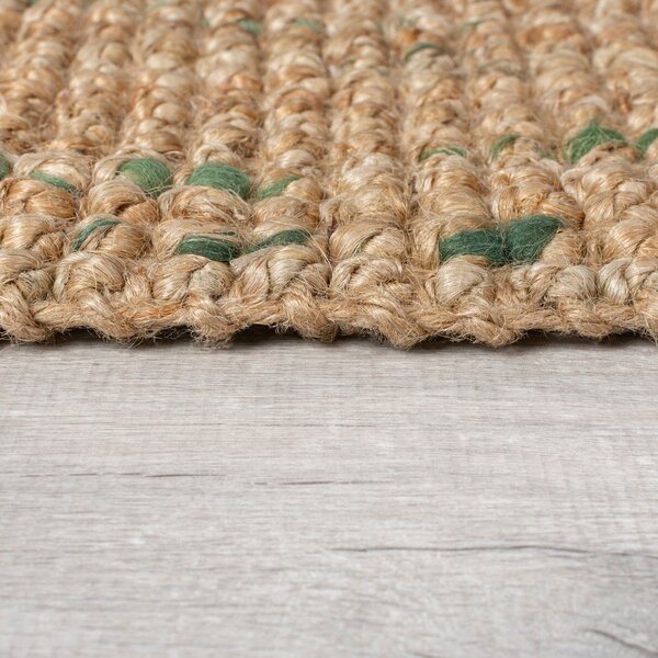 Passatoia verde/di colore naturale in iuta reversibile/tessuta a mano 60x230 cm Jute Boucle Green – Flair Rugs