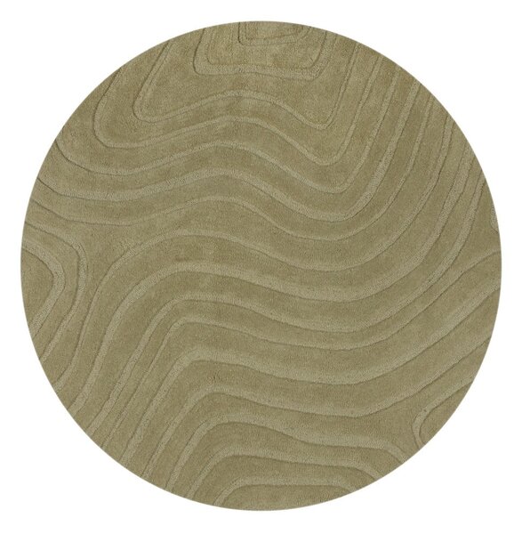 Tappeto rotondo in lana color kaki tessuto a mano ø 160 cm Mesmerise Sage - Flair Rugs