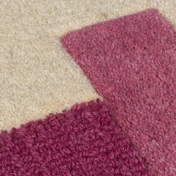 Passatoia in lana giallo-rosa intrecciato a mano 60x230 cm Kai Wool Border - Flair Rugs