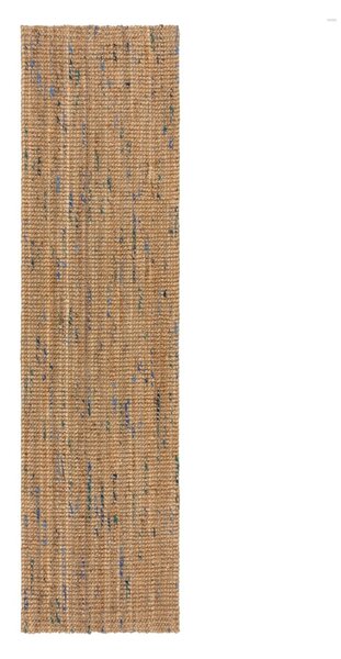 Passatoia blu/di colore naturale in iuta tessuta a mano 60x230 cm Jute Boucle Blue – Flair Rugs
