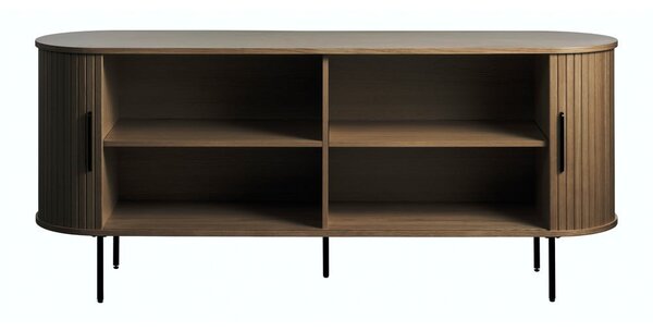 Cassettiera marrone con effetto rovere con ante scorrevoli 180x76x45 cm Nola – Unique Furniture