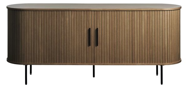Cassettiera marrone con effetto rovere con ante scorrevoli 180x76x45 cm Nola – Unique Furniture