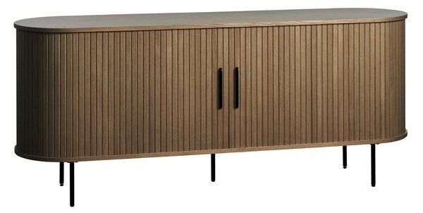 Cassettiera marrone con effetto rovere con ante scorrevoli 180x76x45 cm Nola – Unique Furniture