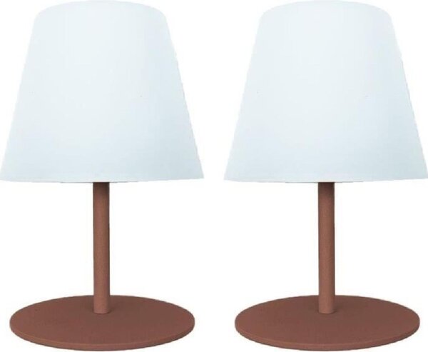2 lampade da tavolo TWINS a batteria - Terracotta - H 16 cm - LED