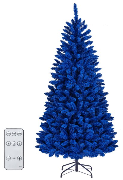 Costway Albero di natale artificiale con 250 luci led regolabili per casa ufficio e negozi, Albero di natale folto con 588 rami e base metallica pieghevole