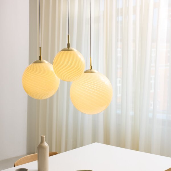 Lampada a sospensione Halo Design, CANDY BALL, dimmerabile, Beige, Soggiorno, Vetro, Design
