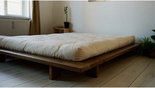 Letto singolo marrone in pino massiccio con rete inclusa 120x200 cm Japan – Karup Design