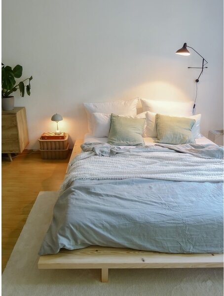 Letto singolo di colore naturale in pino massiccio con rete inclusa 120x200 cm Japan – Karup Design