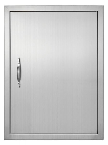 "Porta di accesso al barbecue - Porta singola per cucina esterna 508 x 686 mm - Porta in acciaio inox ad incasso - Porta verticale a parete con maniglia - per isola barbecue, stazione barbecue, mobile esterno"