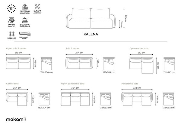 Divano angolare color mattone allungabile/con contenitore (con penisola a destra) Kalena – Makamii