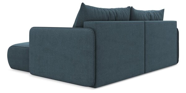 Divano angolare blu allungabile/con contenitore (con penisola a destra) Nanea – Makamii