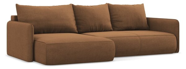 Divano angolare arancione allungabile/con contenitore (con penisola a sinistra) Nanea – Makamii